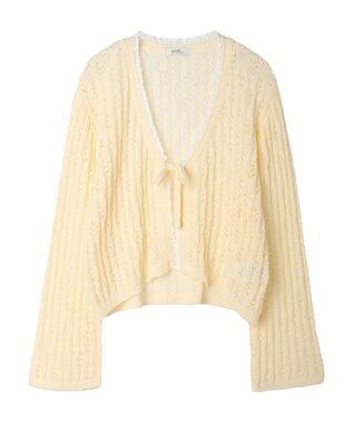 earth music&ecology テープヤーンリボンカーディガン Cream