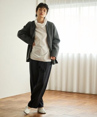 #Newans ウエストシェイプリバーコート グレー