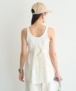 earth music&ecology 【セットアップ対応】【WEB・一部店舗限定】パッチワークレースキャミソール Off White