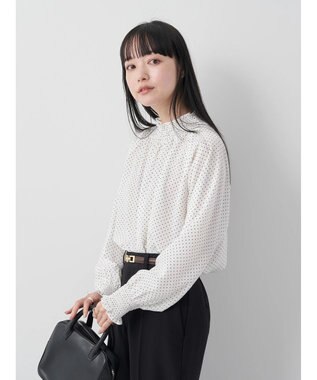 earth music&ecology シャーリングネックブラウス Dot