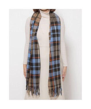 UNBILLION カシュネ cache nez / ウール混チェックストール ブラウン