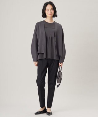 自由区 【洗える】ドライコットンハイゲージニット カーディガン スレート