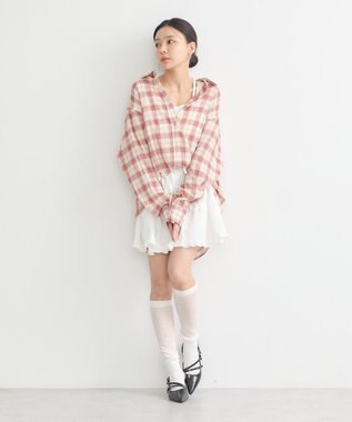 earth music&ecology アソートオーバーシャツ Check Red