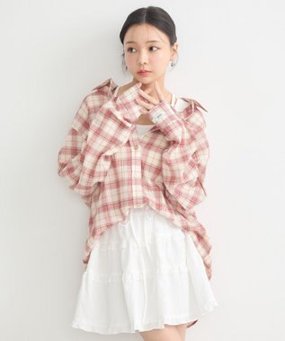 earth music&ecology アソートオーバーシャツ Check Red