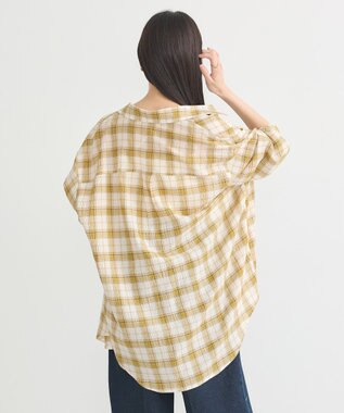 earth music&ecology アソートオーバーシャツ Check Yellow