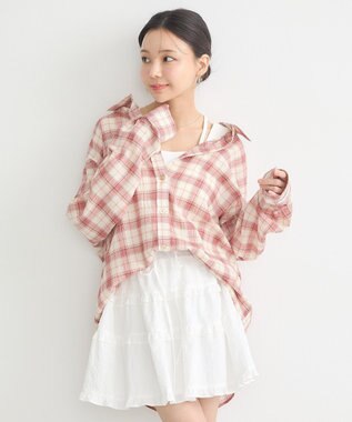 earth music&ecology アソートオーバーシャツ Check Red