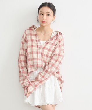 earth music&ecology アソートオーバーシャツ Check Red