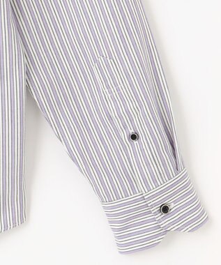 JOSEPH ABBOUD 【柔らか・光沢感】コットンビエラストライプ シャツ パープル系1