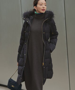 23区 S 【洗える】カシミヤブレンド タートルネック ニットワンピース グレー系