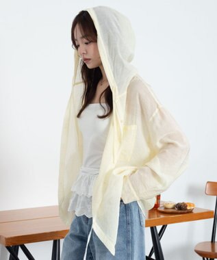 WEGO 【2026年春夏新作】シアーフードシャツ ライトイエロー