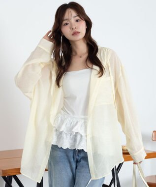 WEGO 【2026年春夏新作】シアーフードシャツ ライトイエロー