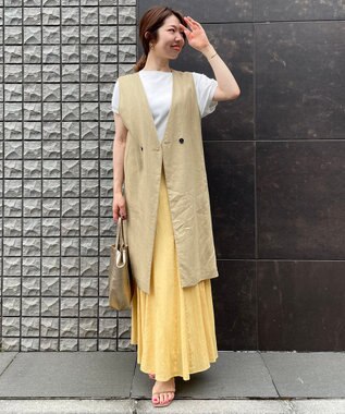 UNFILO 【イージーケア】コットンシフォンスカート ライトイエロー系