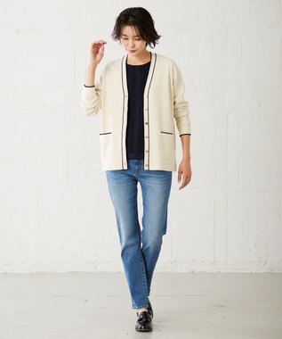 J.PRESS LADIES 【洗える】 レーヨンストレッチフルニードル カーディガン アイボリー系
