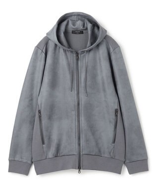 JOSEPH HOMME 新素材【ストレッチ/光沢感】レザーライクジャージーコンビ　フーディー ライトグレー系