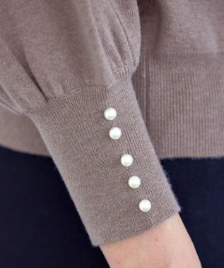 Tiaclasse 【洗える】2WAYパール釦ニットトップス モカ