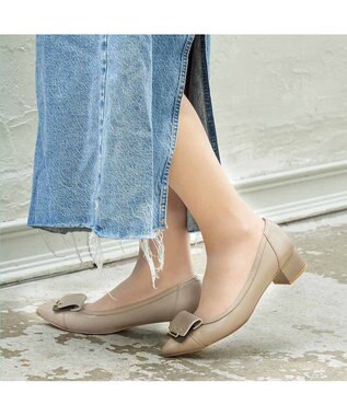 MODE ET JACOMO <MODE ET JACOMO>スクエアバックルポインテッドトゥパンプス オーク