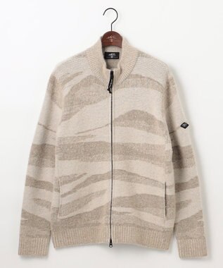 JOSEPH ABBOUD MOUNTAIN 【イタリア糸使用/軽量】ブークレーカモフラージュ  ニット ブルゾン ホワイト系9