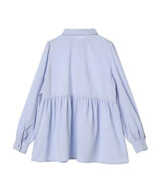 earth music&ecology リボン付き切り替えギャザーシャツチュニック Light Blue