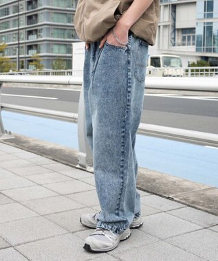 WEGO 【ユニセックス着用ITEM/SMLサイズ展開】ルーズテーパードデニムパンツ デニム中濃加工色