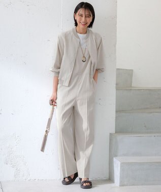 23区 【CLASSY.6月号掲載/洗える】リネンレーヨンストレッチ ブルゾン ベージュ系