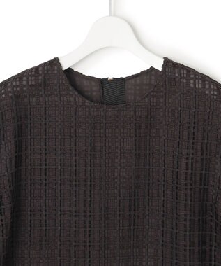 23区 【洗える】Broche チェック レース ブラウス ダークブラウン系