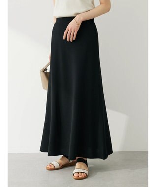 Green Parks カットジョーゼット裾フレアスカート Black