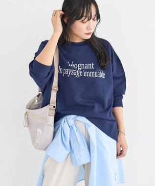 Green Parks 七分袖ロゴ裏毛プルオーバー Navy