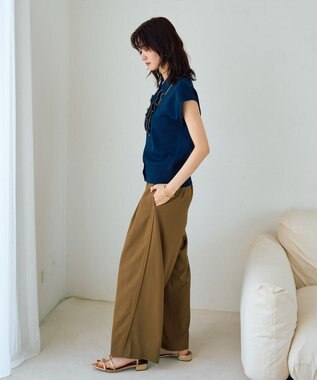 YECCA VECCA 配色フリルカーディガン Navy