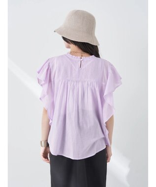 earth music&ecology コットンボイルフリルブラウス Light Pink