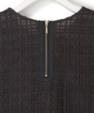 23区 【洗える】Broche チェック レース ブラウス ダークブラウン系