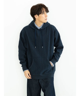 CRAFT STANDARD BOUTIQUE ケーブル柄カットパーカー1 Navy