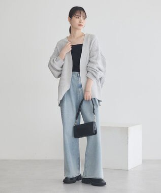 earth music&ecology マットモールカーディガン Light Gray