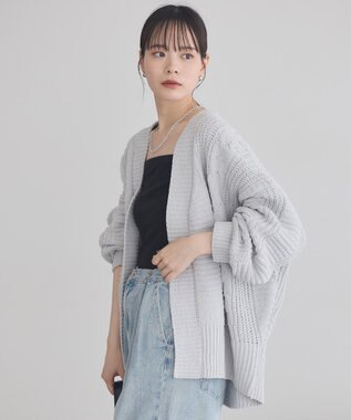 earth music&ecology マットモールカーディガン Light Gray
