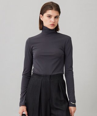 【洗える】 パウダリーチュール ハイネックトップス