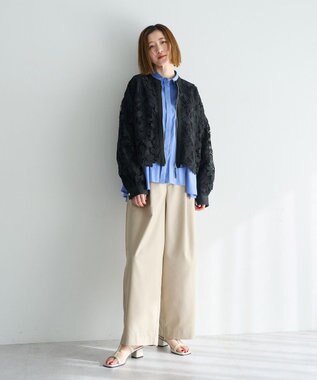 YECCA VECCA ペプラムギャザーシャツ Blue