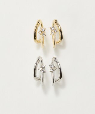 Phoebe 〈アレルギー対応〉シャイニーダブルフープセラミックピアス　シルバー シルバー