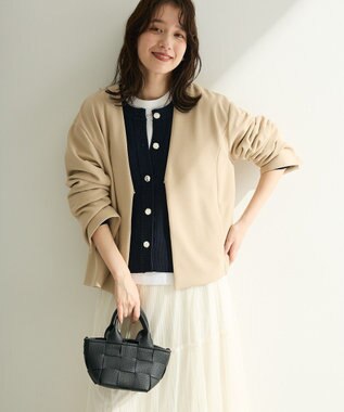 Green Parks Ｏ．洗えてストレッチ　ノーカラージャケット Light Beige