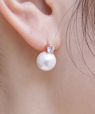 Tiaclasse 【選べる2TYPEデザイン】【金属アレルギー対応】 【養殖パール】  ワンポイントパールピアス＆イヤリング ピアス：ピンクゴールド