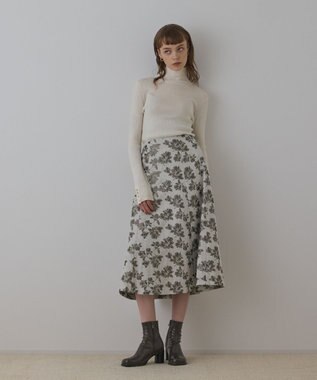GRACE CONTINENTAL ラメフラワージャガードフレアスカート キナリ