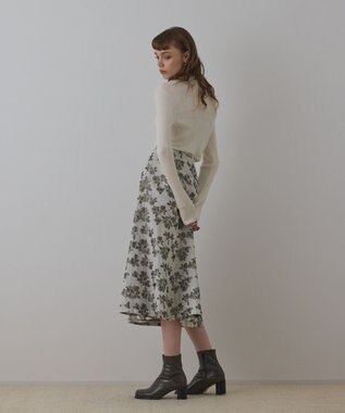 GRACE CONTINENTAL ラメフラワージャガードフレアスカート キナリ