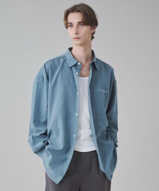 WEGO 【ユニセックス着用ITEM】フィブリルワンポイントBIGシャツ（長袖） サックス