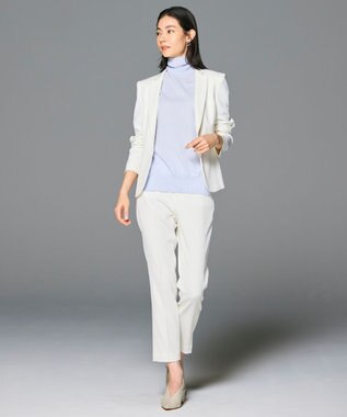 BEIGE， 【洗える】JULIE / シルク混カラーブロックタートルニット Sage×Brown