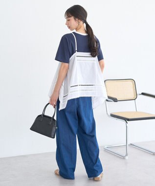 earth music&ecology 【綿100％】アソートリンガーＴシャツ Navy