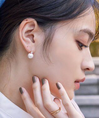 Tiaclasse 【選べる2TYPEデザイン】【金属アレルギー対応】 【養殖パール】  ワンポイントパールピアス＆イヤリング ピアス：ピンクゴールド