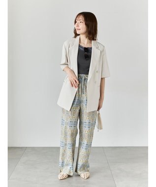 Te chichi 【接触冷感】シアー切替スクエアネックタンクトップ チャコールグレー