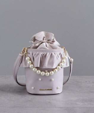 Maison de FLEUR パール２Ｗａｙフリル巾着バッグ Grayish Pink