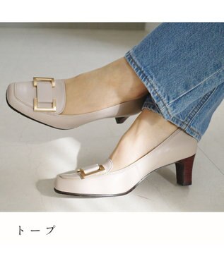 Pointer 日本製 本革バックルパンプス トープ