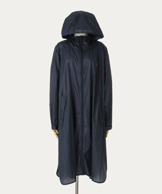 MOONBAT POLO RALPH LAUREN(ポロ ラルフローレン) ポロポニー レインコート ライトウェイト レインポンチョ  無地 フード 収納袋 レディース ネイビーブルー