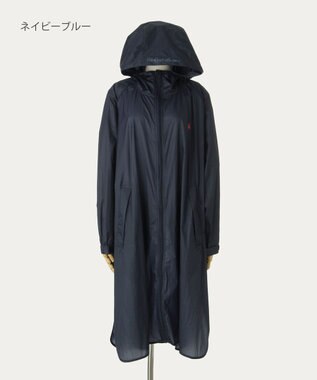 MOONBAT POLO RALPH LAUREN(ポロ ラルフローレン) ポロポニー レインコート ライトウェイト レインポンチョ  無地 フード 収納袋 レディース ネイビーブルー