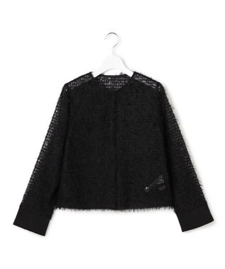 ICB L 【洗える】 フェザーチュール ブラウス ブラック系